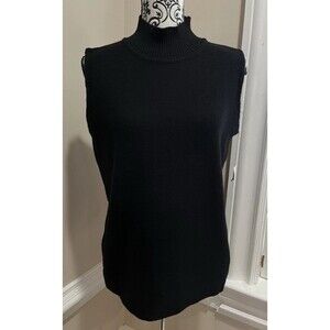 NWT Steve Fabrikant Black Santana Knit Sleeveless Mock Neck Shell Top 1X XL Saks